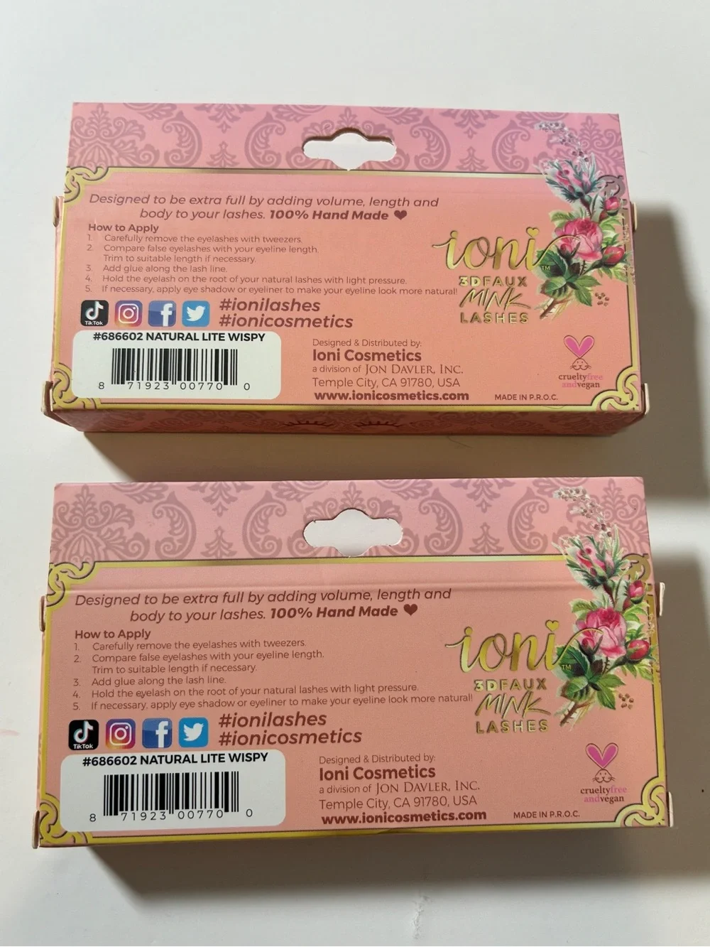 Ioni 3D Faux Mink Lashes Natural Lite Wispy Set of 2 NEW
